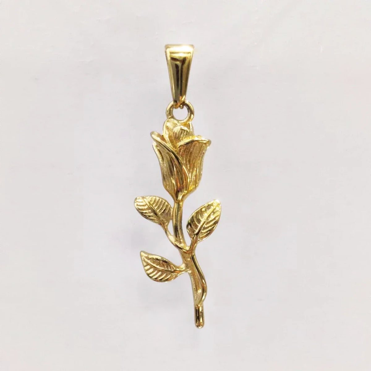New Gold Plated Rose Flower Pendant Necklace Simple Vintage Clavicle Chain Stainless Steel Necklace for Men Women Jewelry Gifts