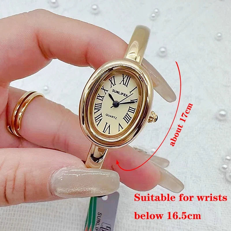 Famous Brand Women Quartz Watch Fashion Luxury Gold Wristwatch Gift Ladies Rome Dial Bracelet Watch Dropshipping Clock