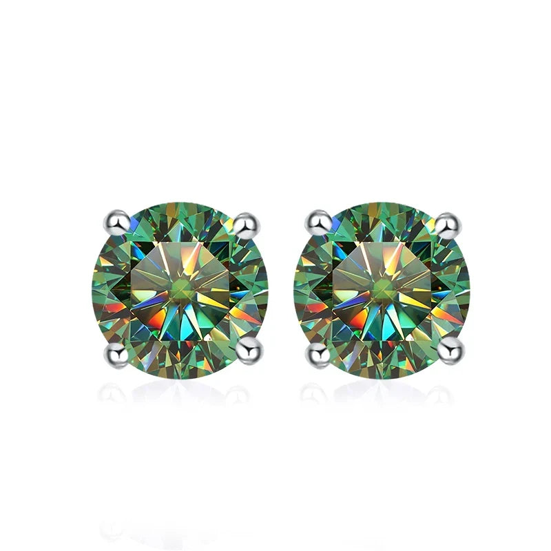 NeeTim 0.5ct 1ct 2ct Moissanite Stud Earrings for Women 925 Sterling Silver Pink Black Blue Grey Sparkling Lab Diamond Earring