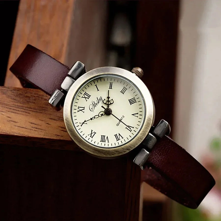 Shsby New Fashion Hot-Selling Female Antique bronze leather watch ROMA Vintage Watch Women Dress Watches