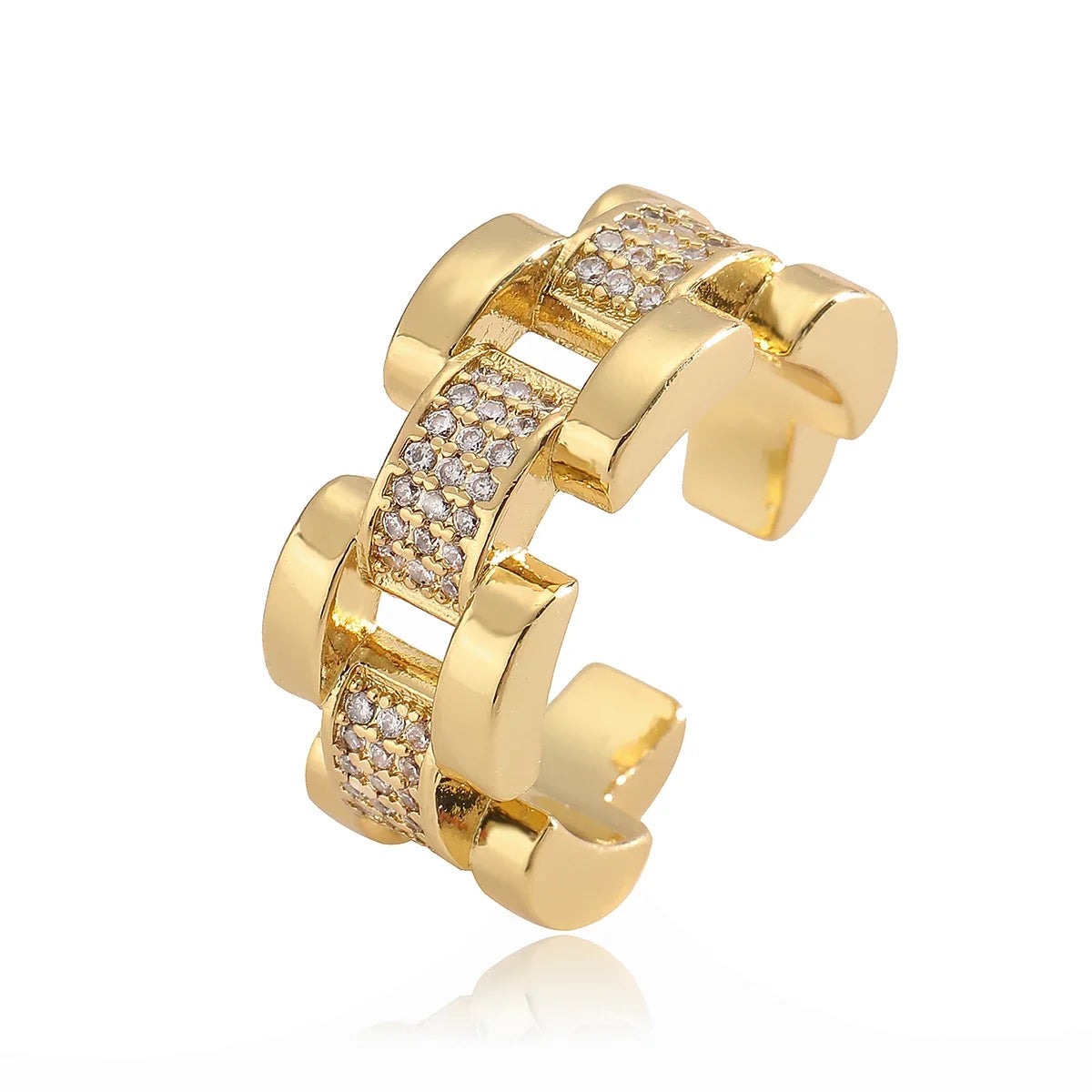 NEWBUY Delicate Gold Color Statement Design CZ Party Rings For Elegan Women Finger Accessories