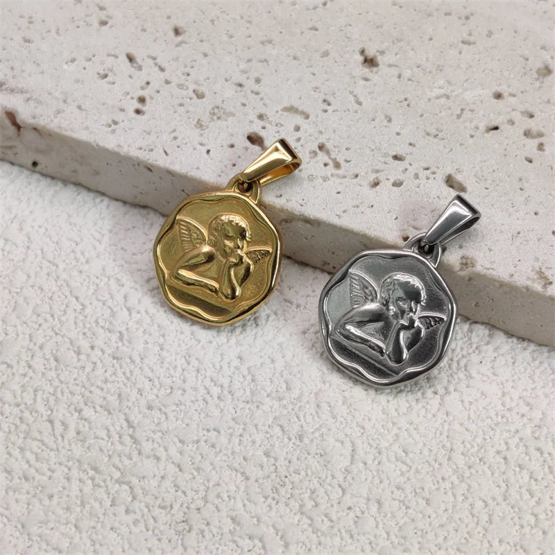 Trendy Rose Cross Design 18K Gold Plated Stainless Steel Pendants For Woman Man