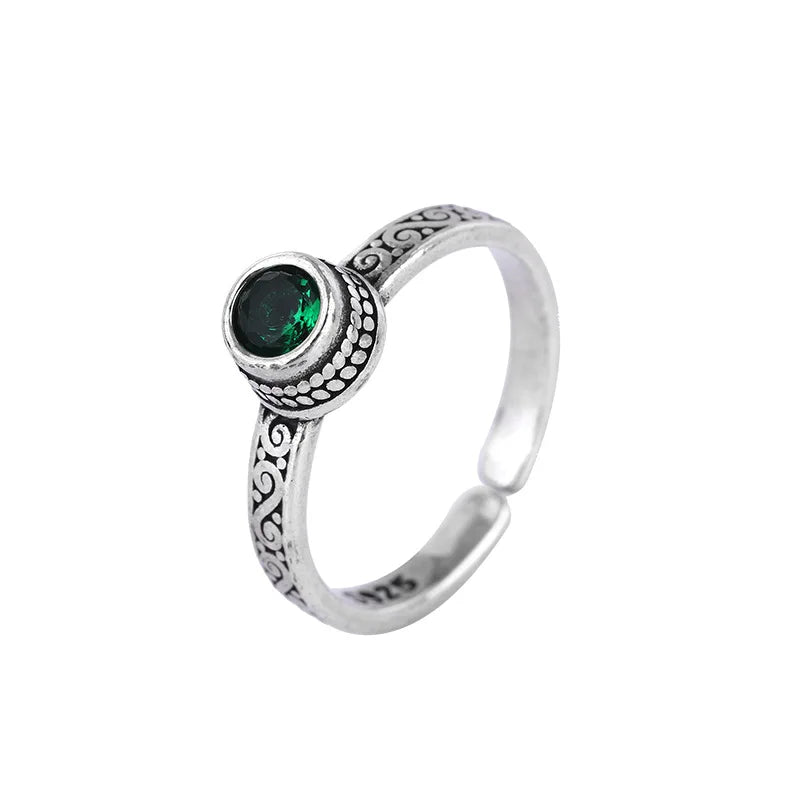 925 Sterling Silver Green Zircon Rings For Women Wedding Engagement Female Vintage Luxury Jewelry Accessories Jewellery