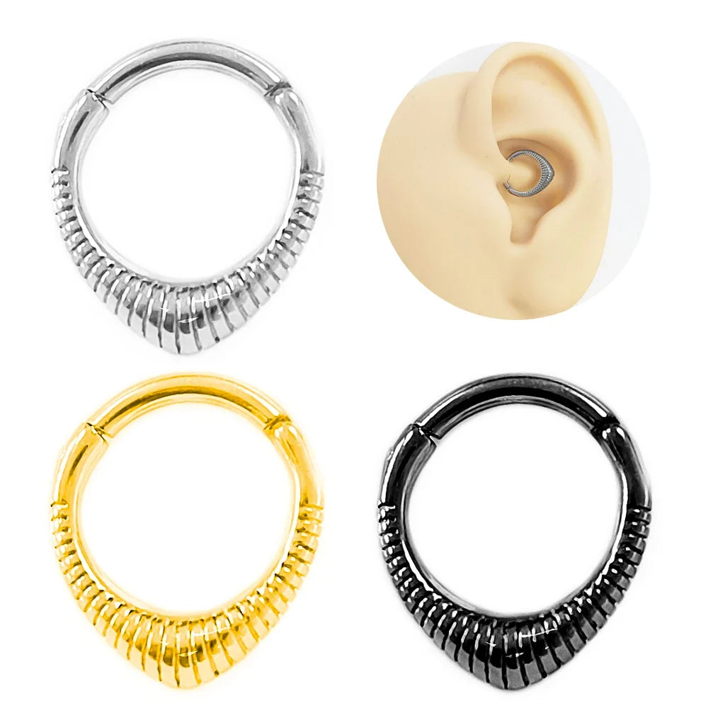 Flowers Nose Ring Septum 100% 316L Surgical Steel Zircon Clicker Daith Piercing Ear Cartilage Helix Hoop Flowers Water Drops