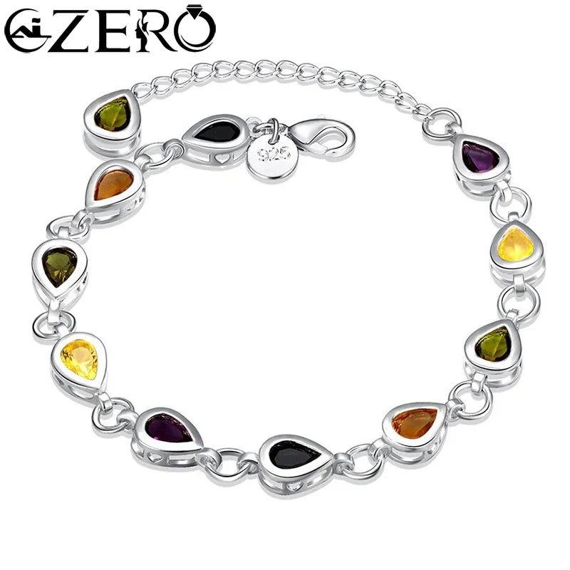 Wholesale 925 Sterling Silver Noble Charm Bracelets Zircon Chain Crystal Jewelry Fashion for Women Wedding Lady Cute