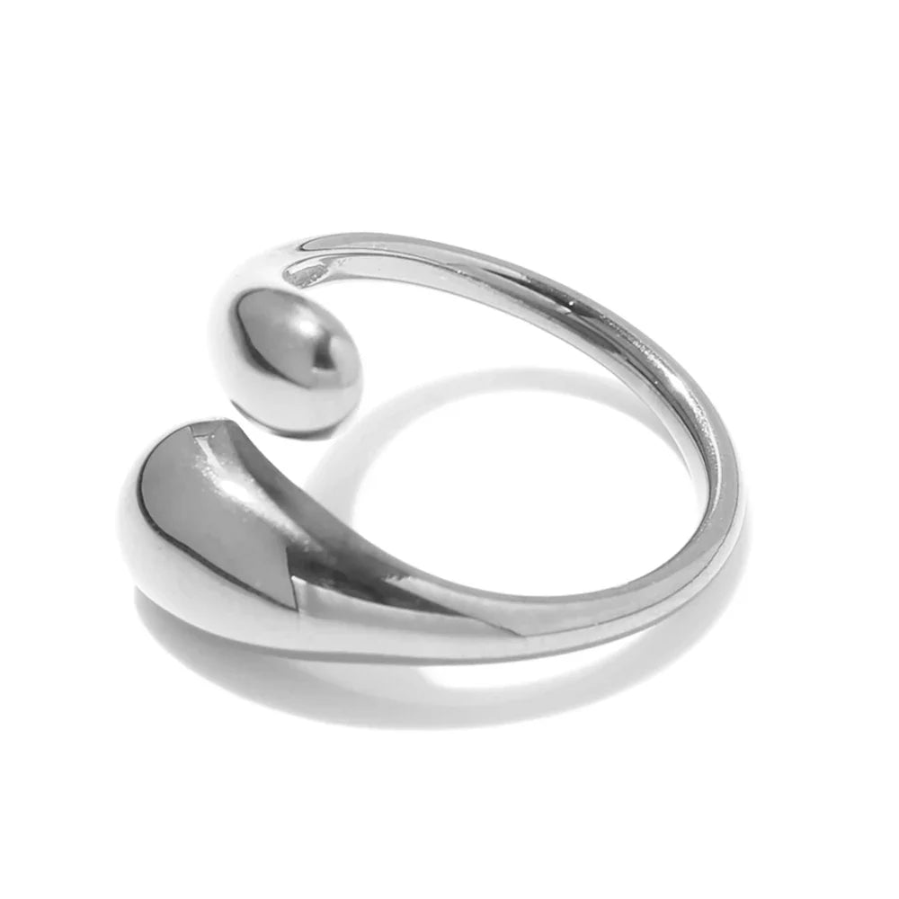 SUNIBI Double Opening Ring for Woman Golden Glossy Feather Design Ring 316 Stainless Steel Women's Fashion Jewelry Wholesale