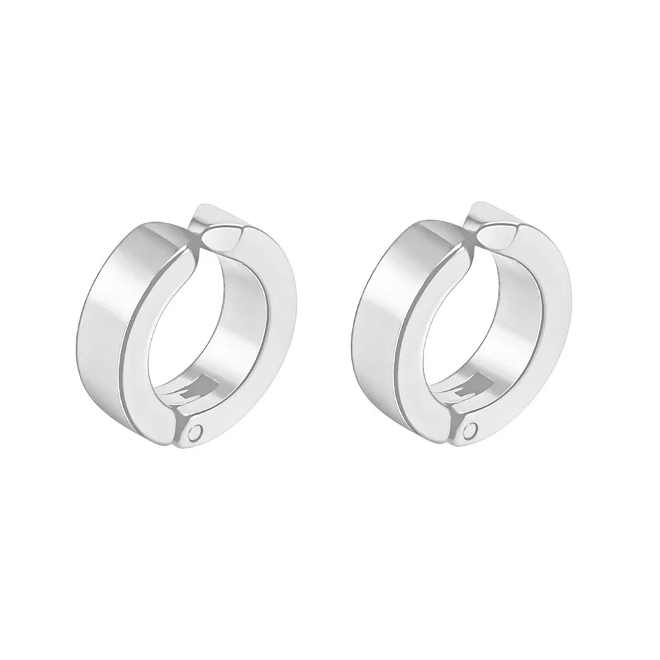 ZAKOL 2pcs/set Fashion Ear Clip Non Piercing Earrings Fake Earrings for Men Circle Round Earring Punk Rock Style Jewelry Gift