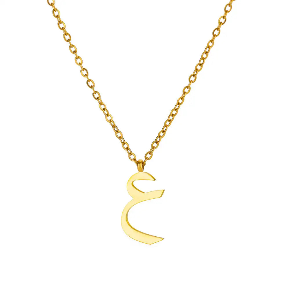 Arabic Letter Name Pendant Necklace For Women Stainless Steel Inital Chain Choker Collar Necklace 2024 Wedding Jewelry bijoux