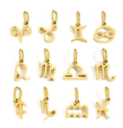 12 Zodiac Signs Pendant Accessories Stainless Steel Constellation Necklace Birthday Gift