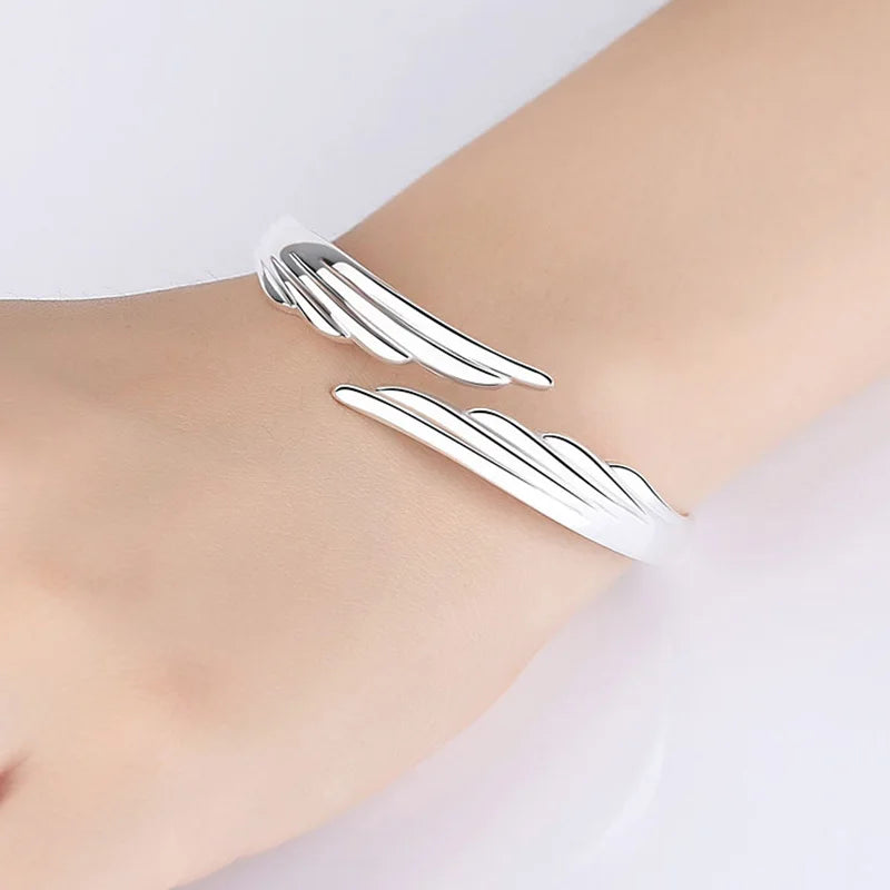 925 Sterling Silver Wing Cuff Women's Bangles Bracelets Wedding Luxury Quality Jewelry Accessories Wholesale Free Delivery