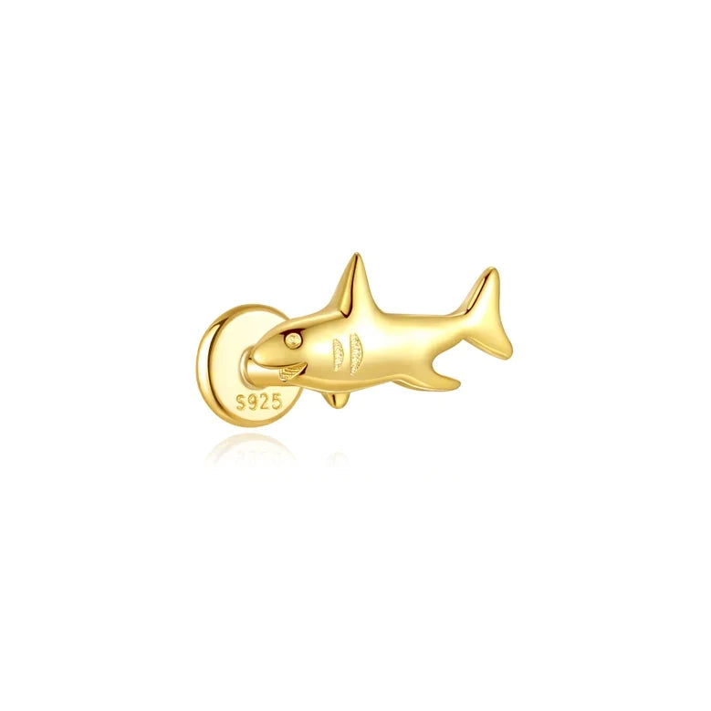 CANNER 1PC Four Pointed Star Moon Tassel Lotus Cartilage Spiral Puncture 925 Sterling Silver Stud Earring For Women Ins Earring