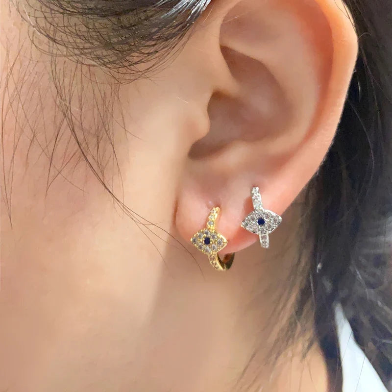 Zircon Evil Eye Earrings For Women Stainless Steel Gold Color Pendientes Piercing Earring Goth 2024 New In Jewelry aretes mujer