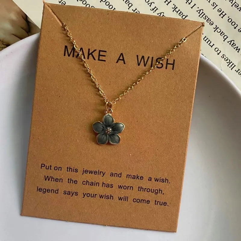 Korean Fashion Choker Necklace for Women Girl Colorful Flower Design Pendant Necklace Cute Romantic Neck Jewelry Wholesale