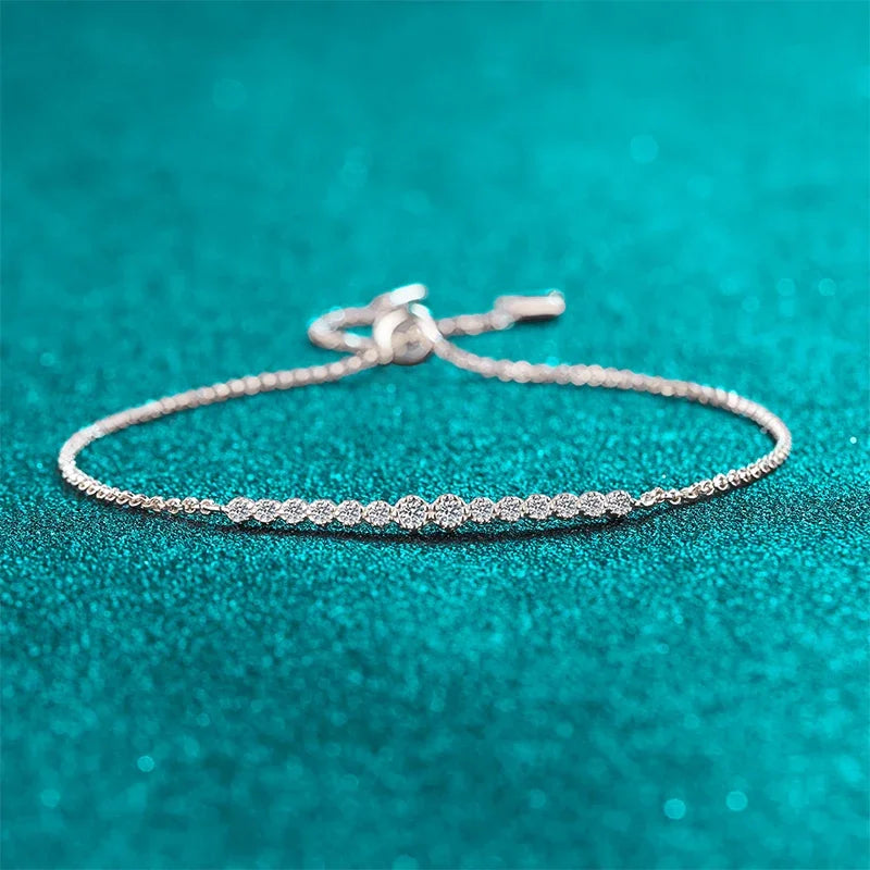 NeeTim Full D VVS1 Moissanite Bracelets for Women S925 Sterling Silver Lab Diamond Bracelet Wedding Birthday Party Jewelry Gift