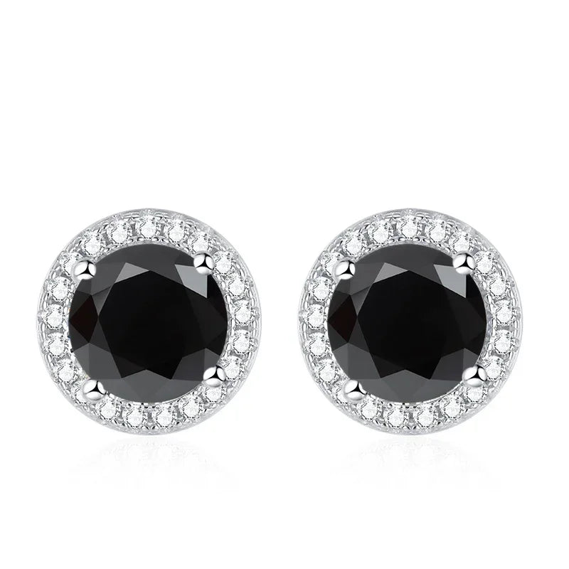 NeeTim Moissanite Stud Earrings for Women 925 Sterling Silver Green Blue Pink Red Black Blue Sparkling Moissanite Studs Earring