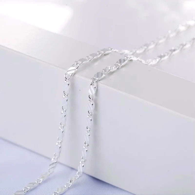 New Luxury 925 Sterling Silver Special 2MM Flat Clavicle Chains Necklaces for Men Women Wedding Jewelry Christmas Gifts 40-75cm