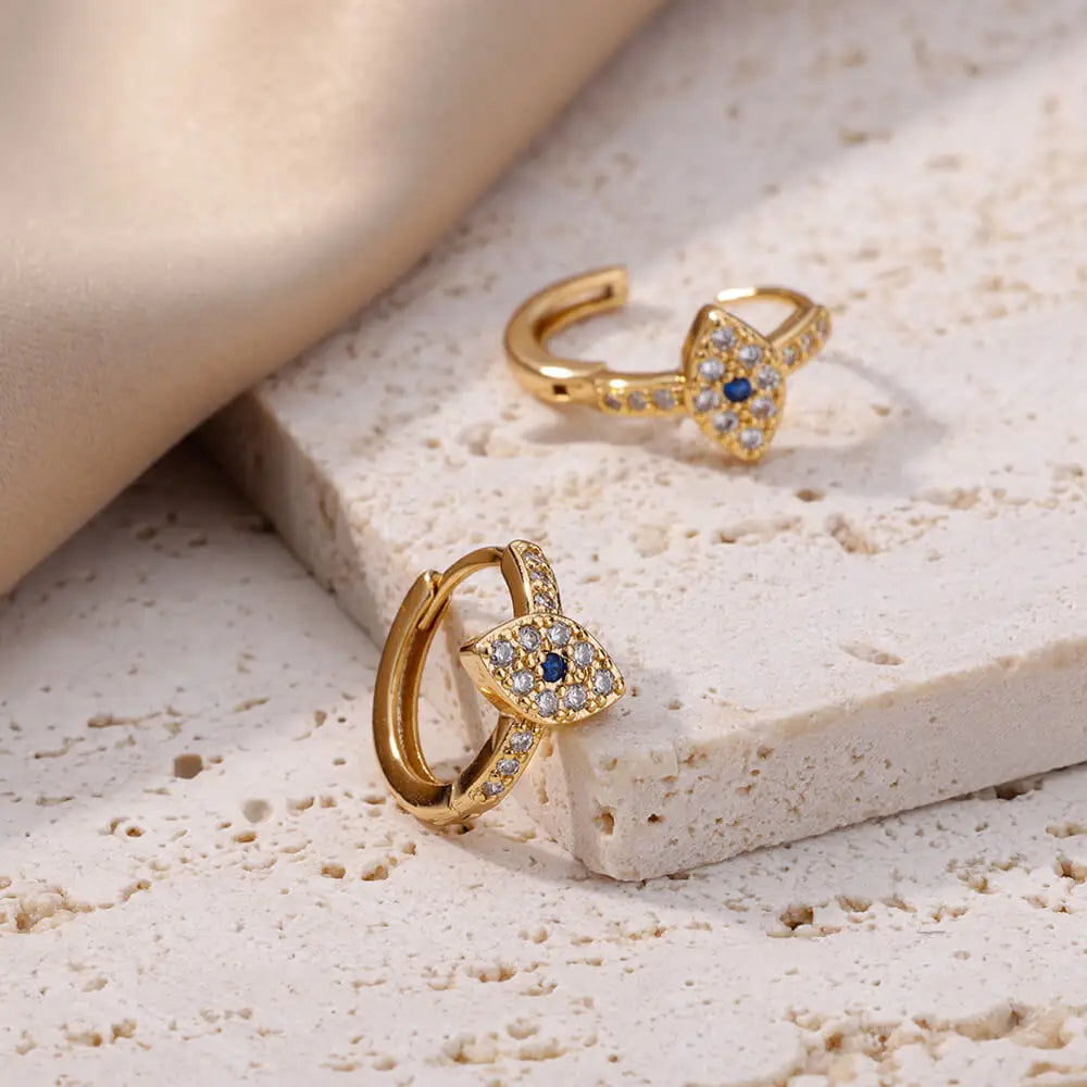 Zircon Evil Eye Earrings For Women Stainless Steel Gold Color Pendientes Piercing Earring Goth 2024 New In Jewelry aretes mujer