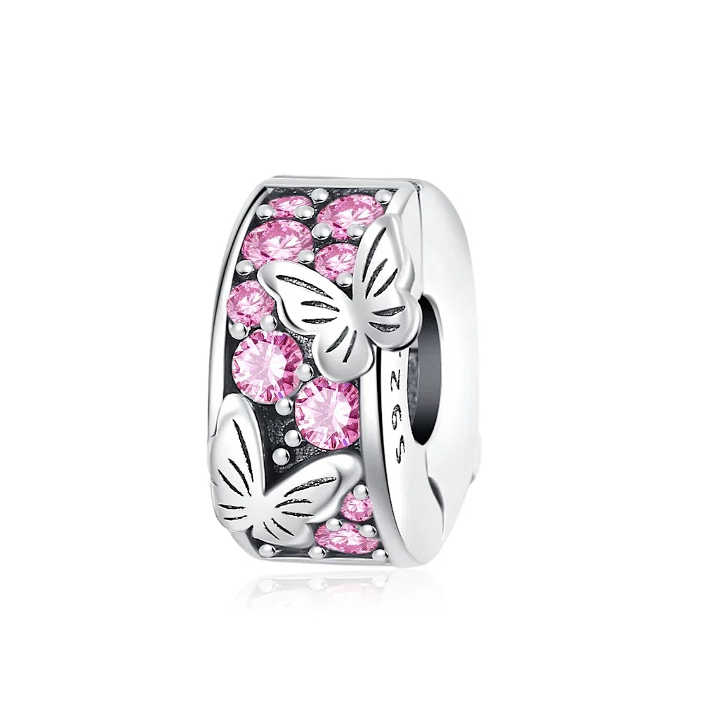 2026 Spring Pink Series Ballon Butterfly Flower Pendant Fit S925 European 925 Sterling Silver Bracelet Bangles Necklace