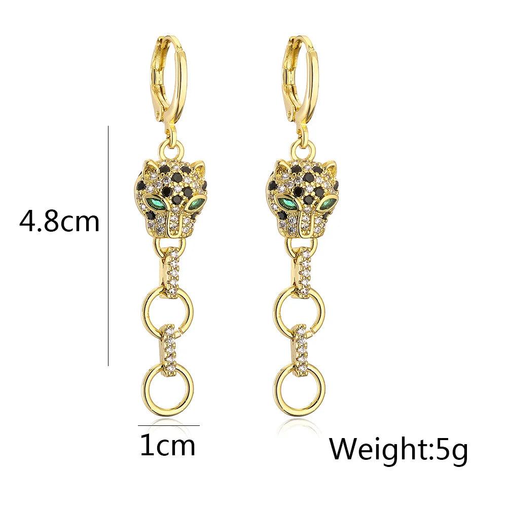 NEWBUY Fashion Gold Color Animal Dangle Earrings For Women Unique Design Leopard Earring Statement Female Party Jewelry