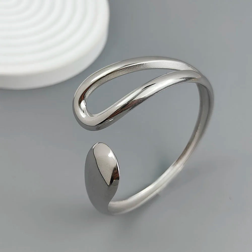 New water drop hollow stainless steel gold plated 18K bracelet, high quality waterproof silver jewelry, gift for couples