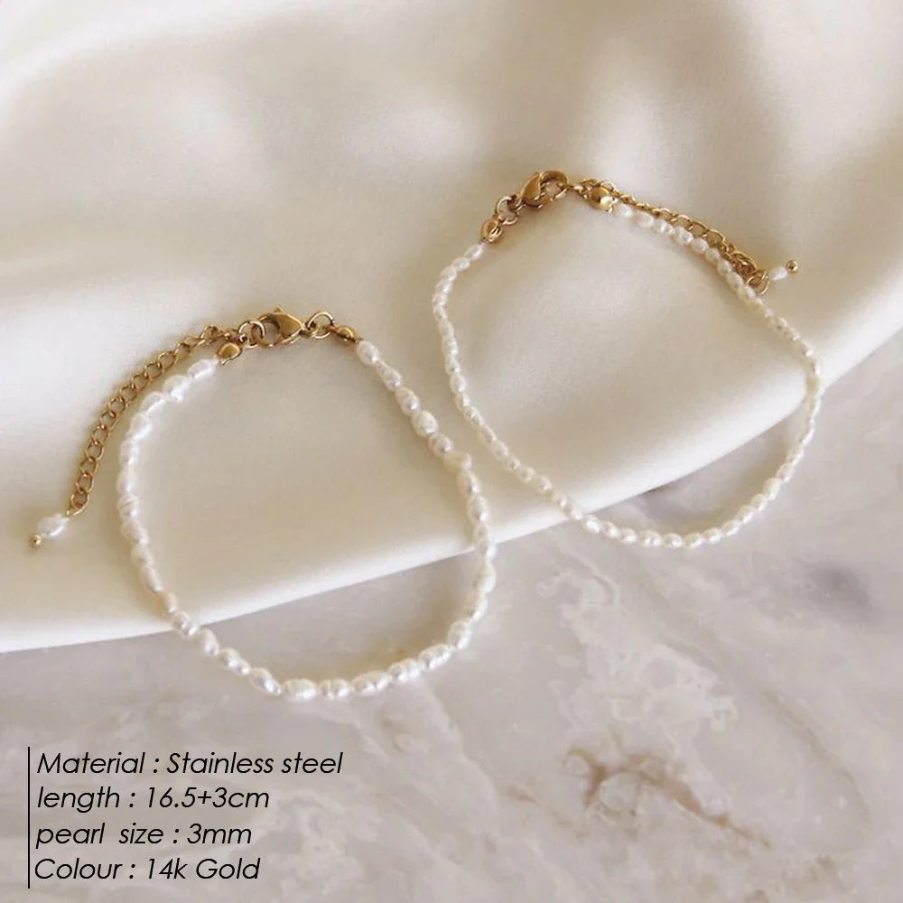 COLALA Imitation Pearl Bracelet Oval Pearl Stainless Steel Bracelet Women's Holiday Gift