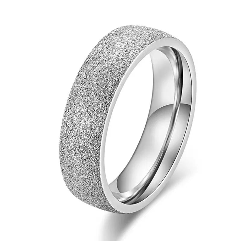 SUNIBI Frosted Stainless Steel Ring for Women Fashion Simple Gold Color Finger Rings Wedding Gifts Girls Jewelry Wholesale