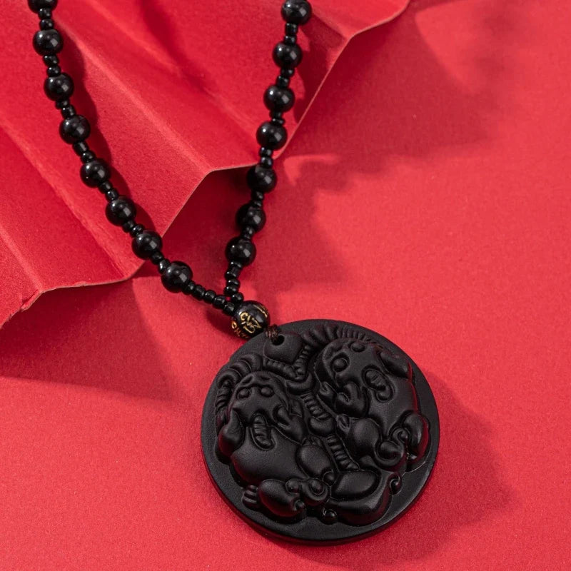 1Pcs Chinese Style Necklace Pendant Amulet Prayer Fortune Necklace Dragon Pixiu Happy Buddha Necklace Daily Jewelry