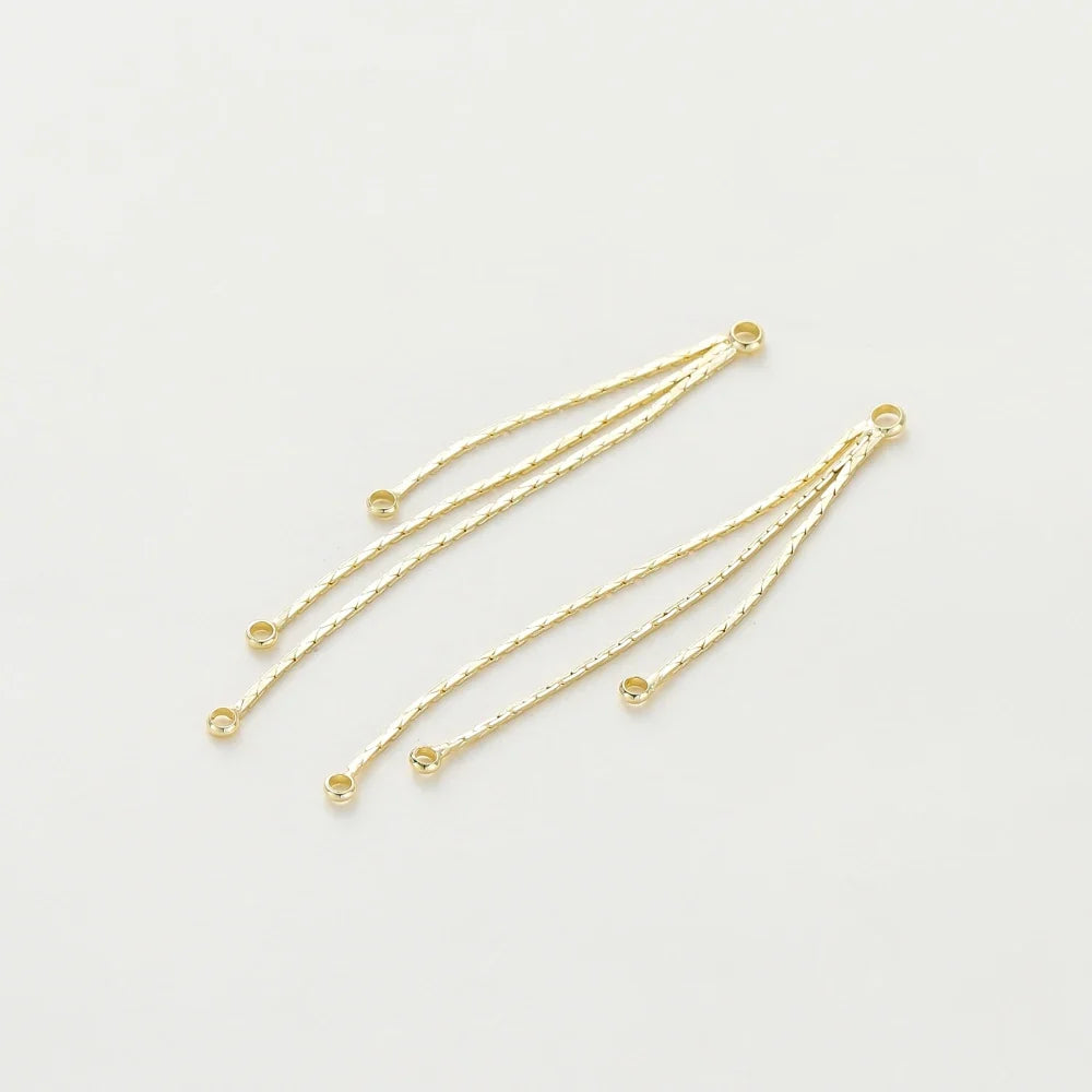4Pcs/Lot 58mm 14K/18K Gold Color Plated Brass Chain Tassel Charms for DIY Earrings Jewerly Making Findings Accessories