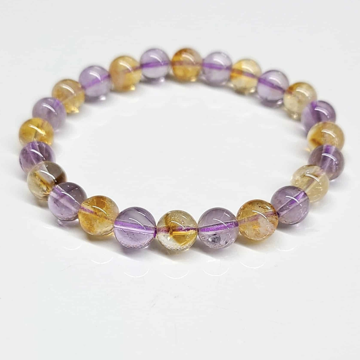 Amethyst & Citrine Round Bead Bracelet 8mm