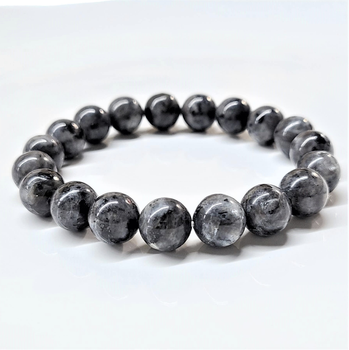 Larvikite Round Bead Bracelet - Stone of Grounded Expansion