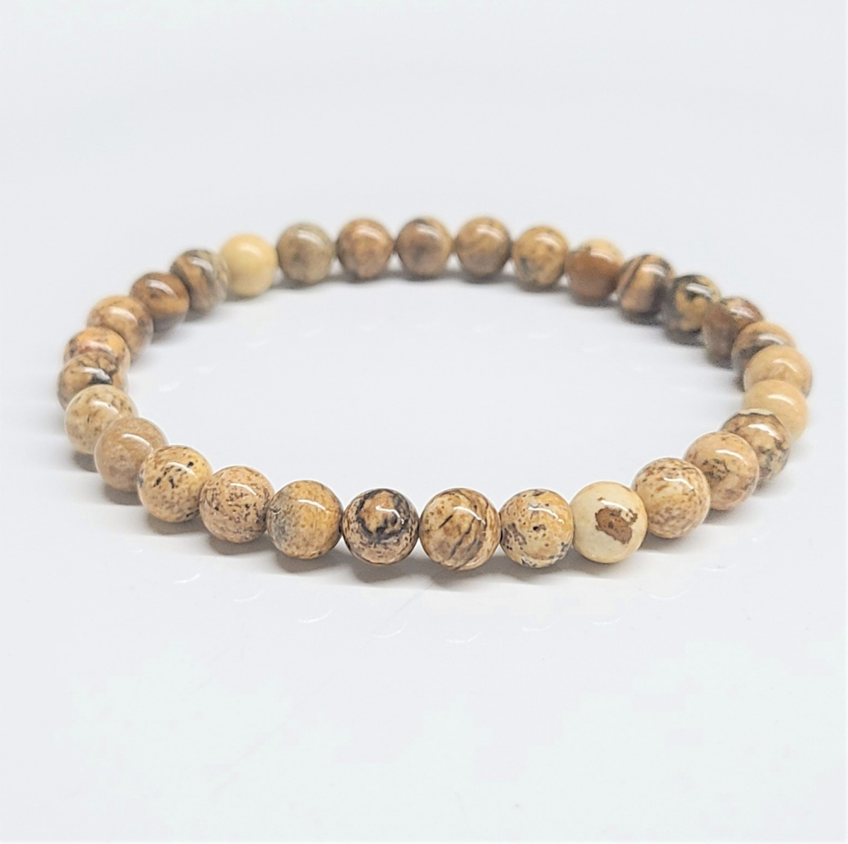 Picture Jasper Round Bead Bracelet