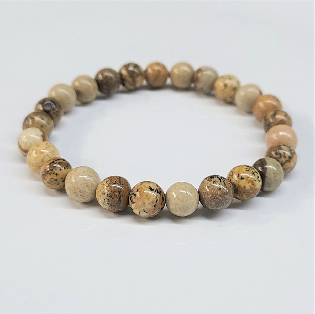 Picture Jasper Round Bead Bracelet