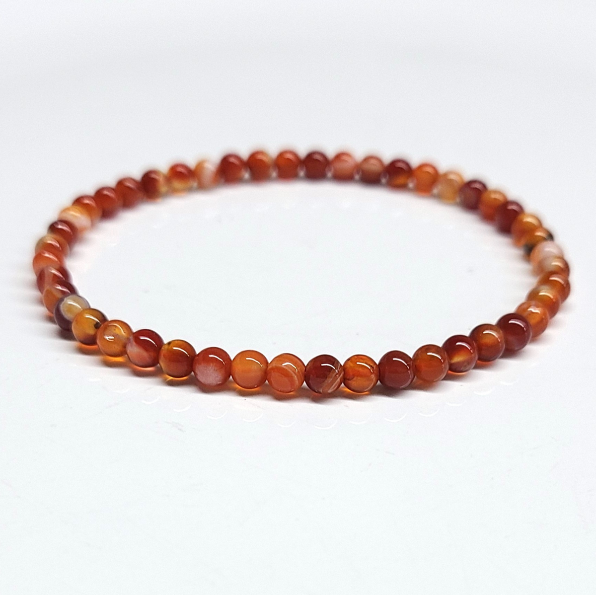 Carnelian Round Bead Bracelet 4mm - The Artist's Stone