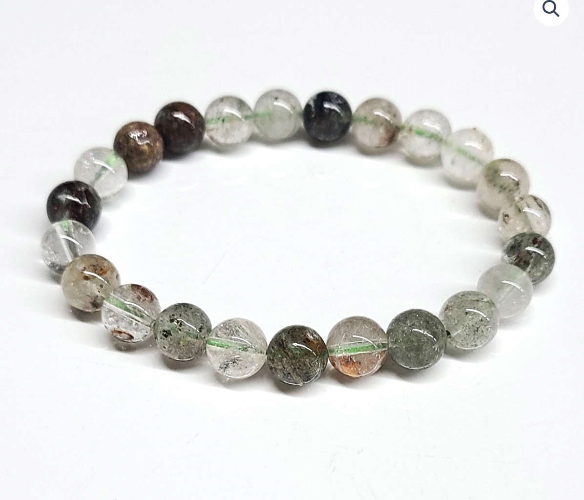 Green Phantom Quartz Round Bead Bracelet 8mm