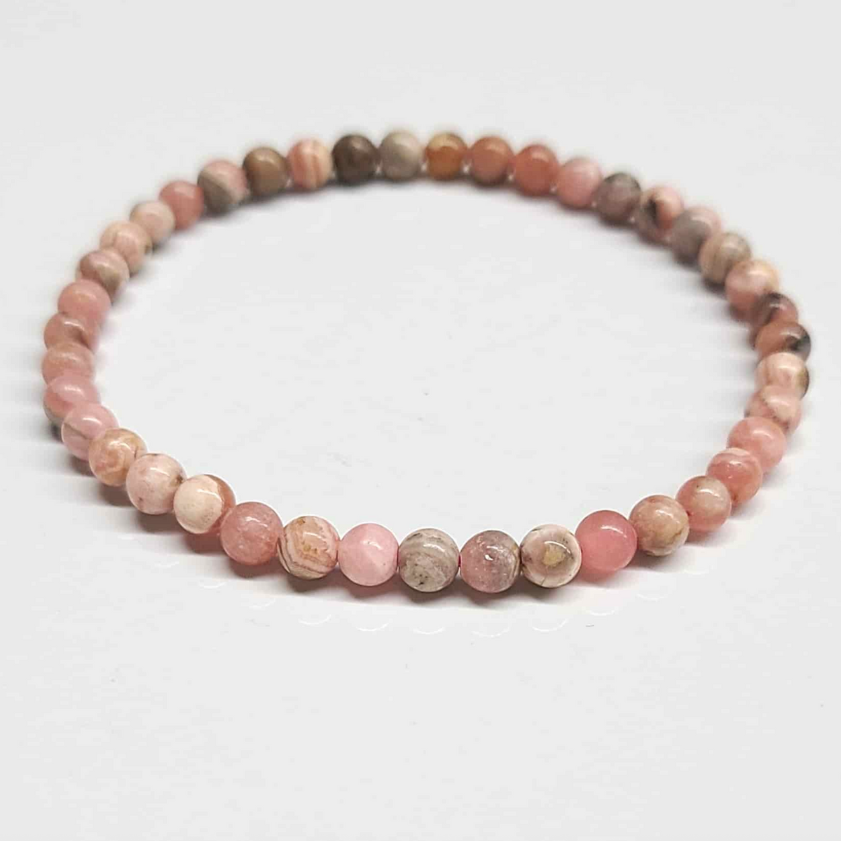 Rhodochrosite Round Bead Bracelet