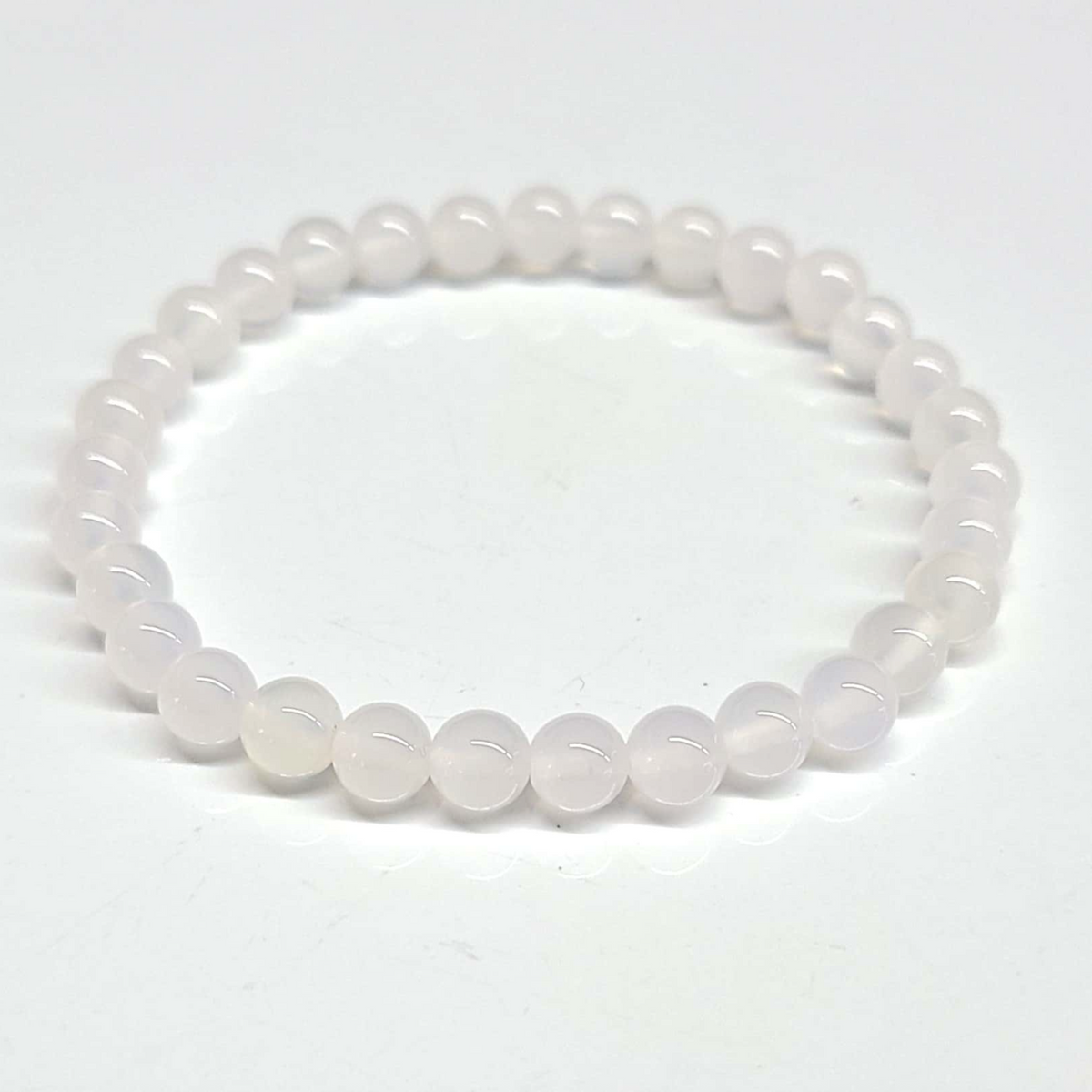 Chalcedony Round Bead Bracelet - Stone of Calm Expression
