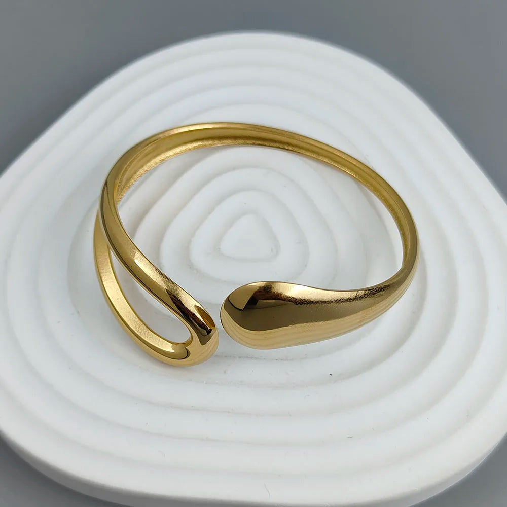 New water drop hollow stainless steel gold plated 18K bracelet, high quality waterproof silver jewelry, gift for couples