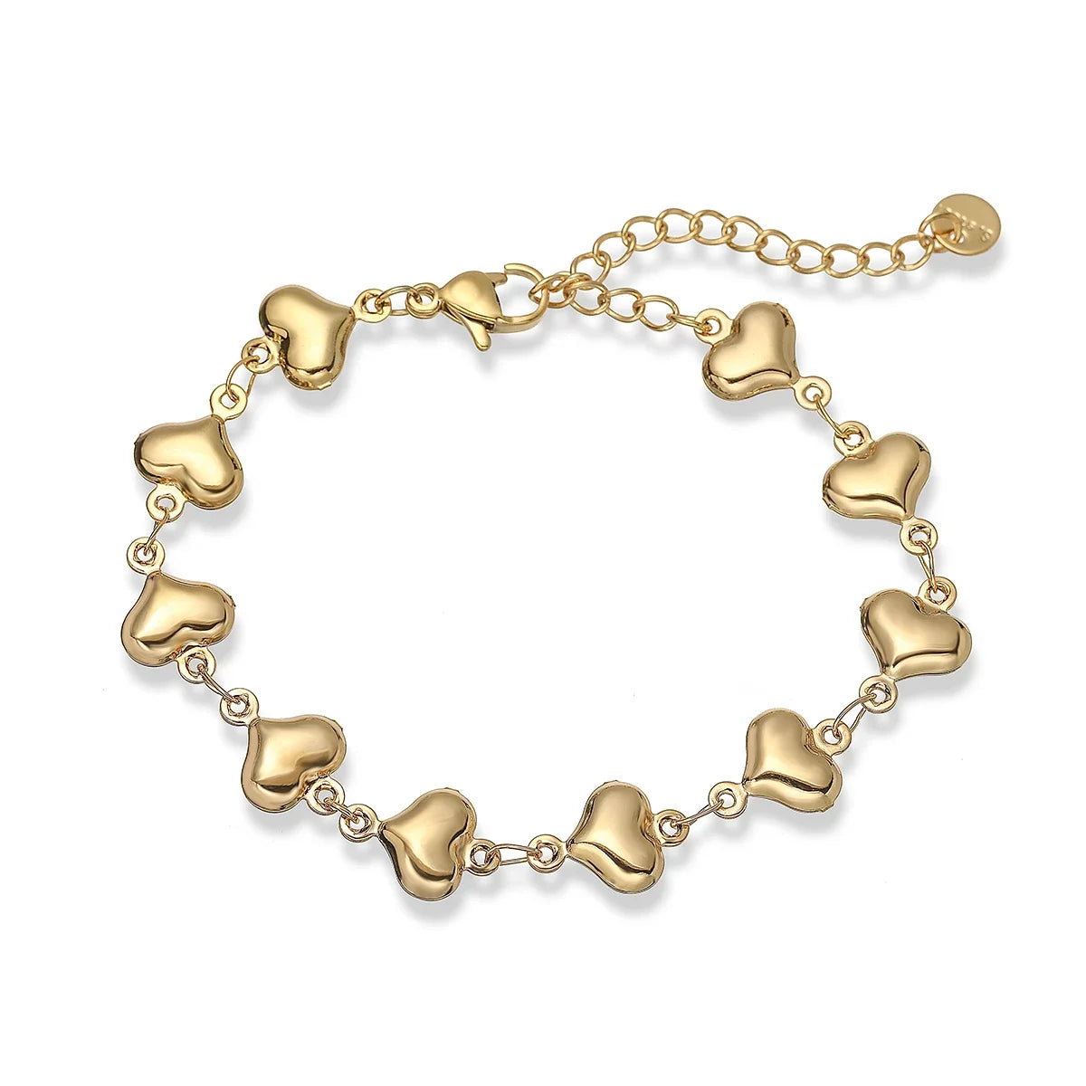 NEWBUY Wholesale Non-Fading Gold Color 316L Stainless Steel Heart Charm Bracelet For Women Casual Daily Jewelry