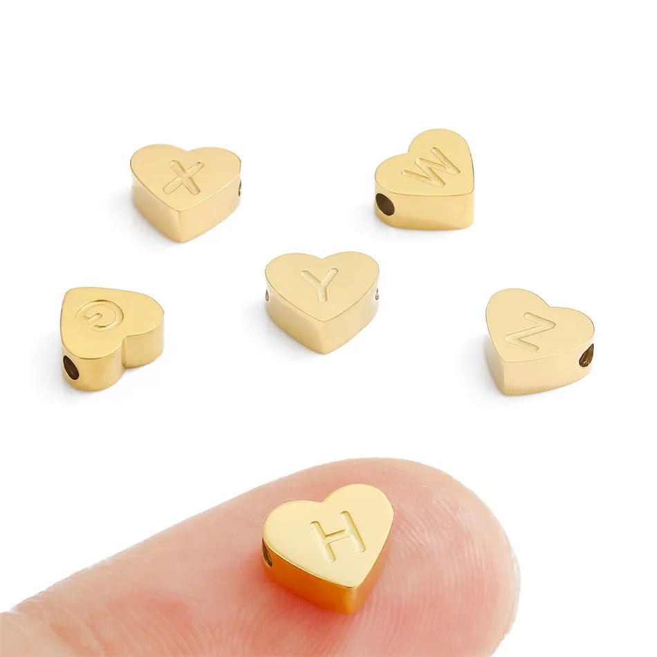 Initial Name Heart Shape Pendant For Necklaces 316L Stainless Steel Necklace for Women Bracelet Make Earrings Jewelry