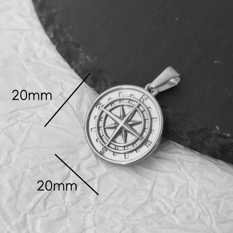 Stainless Steel Vintage Round Portrait Coin St. Michael Compass Pendants Charm For Women Necklace Making Diy Jewelry