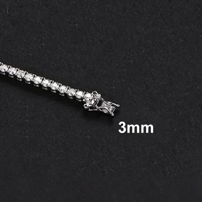 NeeTim 3mm 4mm 5mm Moissanite Tennis Bracelet Full Diamond 925 Sterling Silver with Gold Plated Bracelets For Women Men