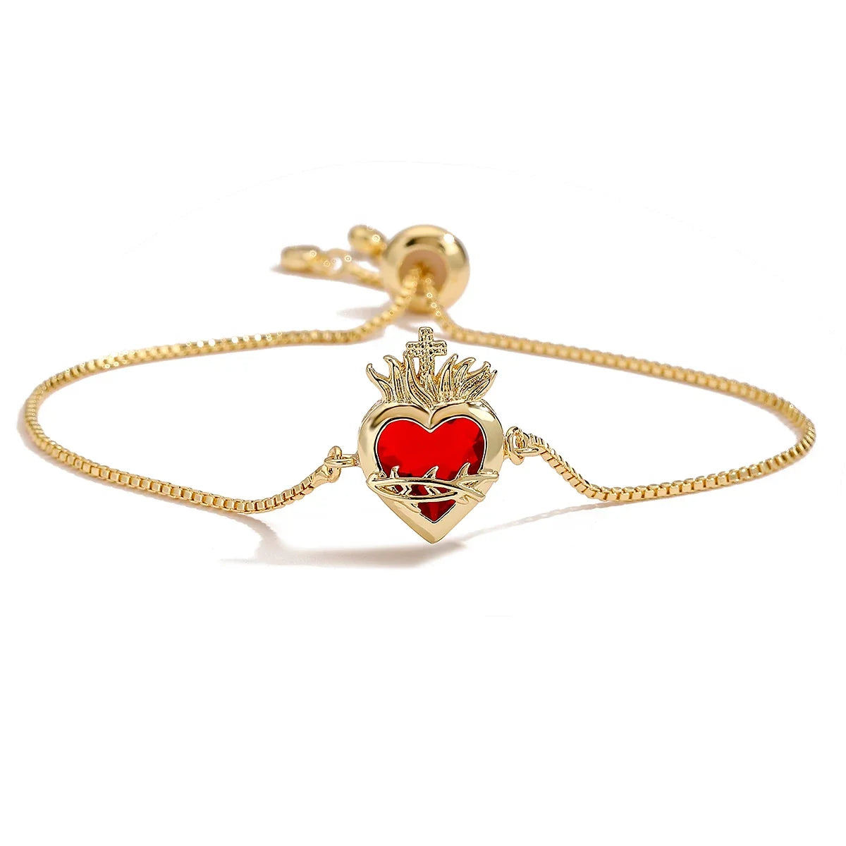 NEWBUY Delicate 4 Style Red Crystal Heart Charm Bracelets For Women Adjustable Shiny CZ Party Jewelry Female