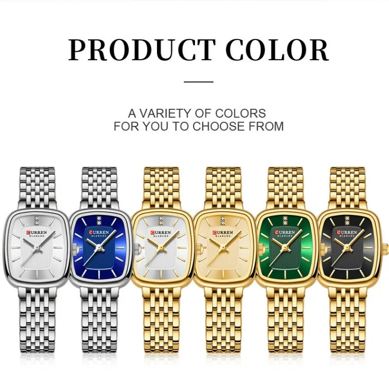 CURREN 9093 Fashion Quartz Women's Watch Elegant Square Dial Gold Stainless Steel Strap Casual Waterproof Watch relojes de mujer