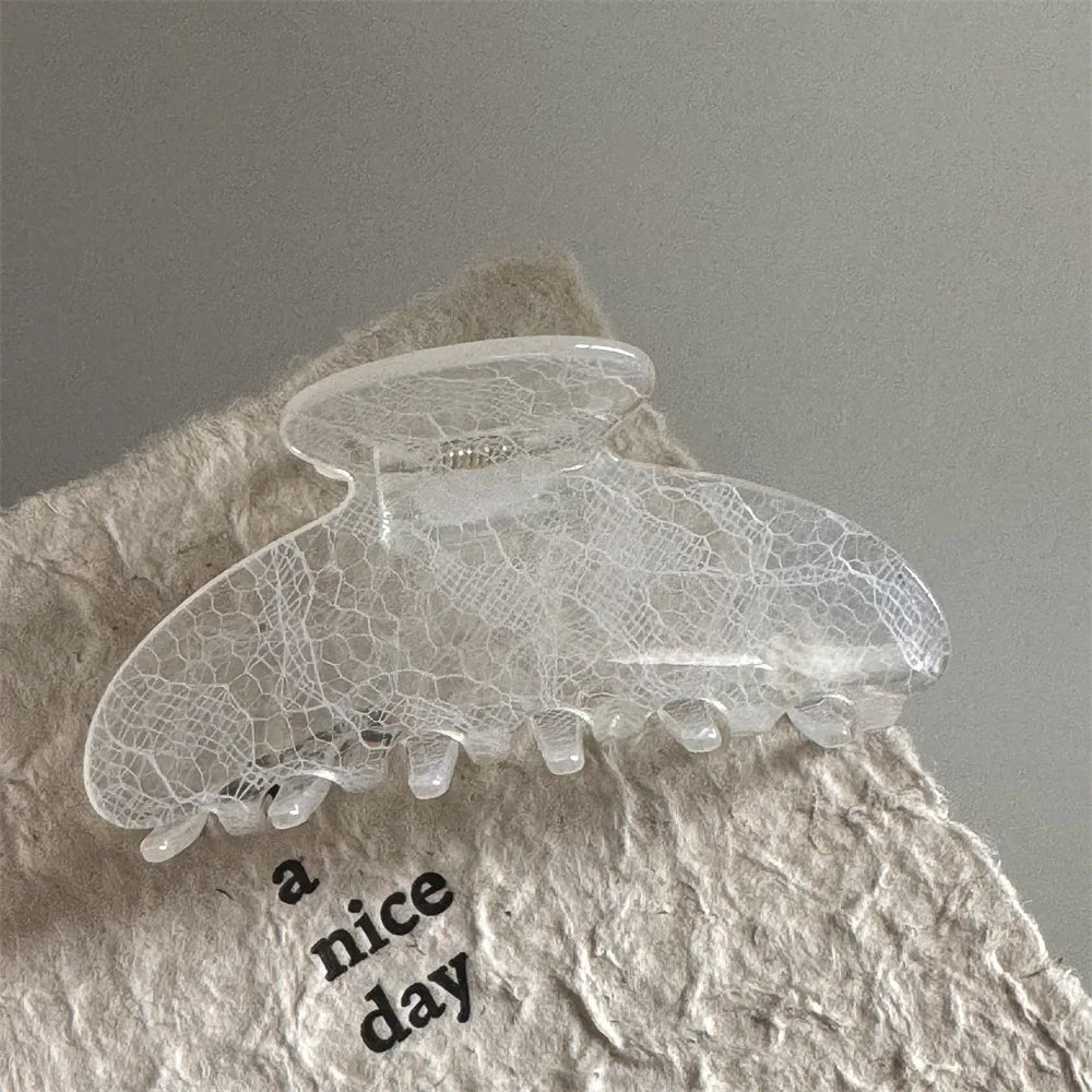 8.5Cm New Korean Woman Senior Lace Pattern Hair Claw Barrettes Girl Fashion Hair Clips Hair Headwear Hair Accessories Hairpins