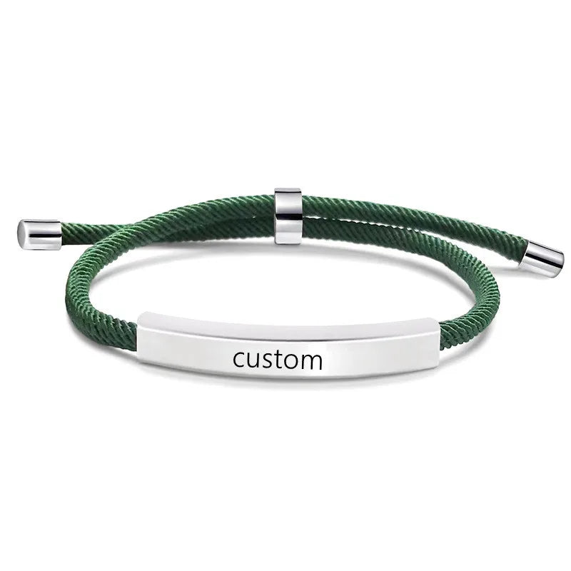 Personalized Men's Bracelet Customized Adjustable Bangle Stainless Steel Name Any Text Engraved Bracelet Birthday Gift for Him