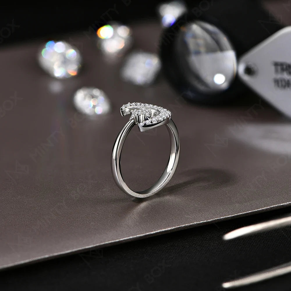 MINTYBOX 0.242CTW Star Moon S925 Sterling Silver Moissanite Rings For Women Lab Diamond Ring 18K Gold Plated Wedding Jewelr Gift