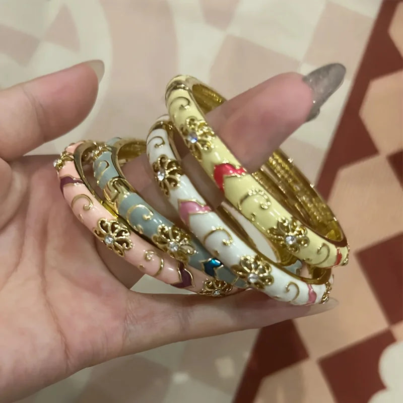 1pcs Chinese Retro Style Bracelet Enamel Blue And White Porcelain Element Women's Bracelet Exquisite Elegant Ladies' jewelry
