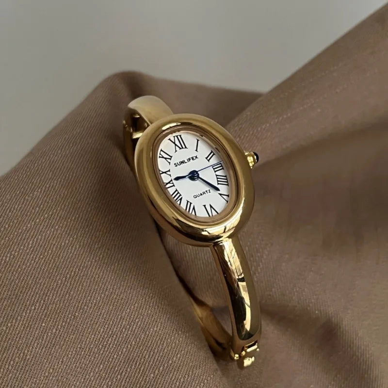 Famous Brand Women Quartz Watch Fashion Luxury Gold Wristwatch Gift Ladies Rome Dial Bracelet Watch Dropshipping Clock