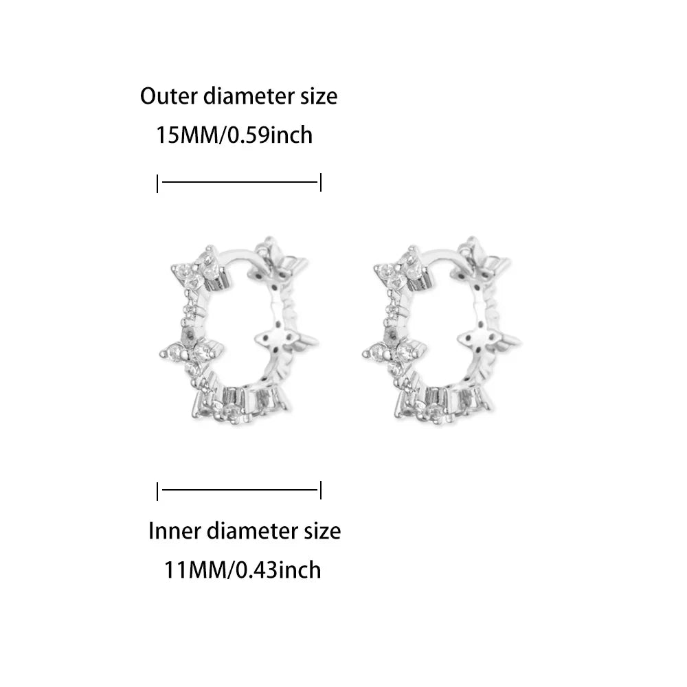 Luxury Zircon Hoop Earrings for Women Gold Color Stainless Steel Butterfly Heart Snake Earring Fashion Party Wedding Jewelry Gif