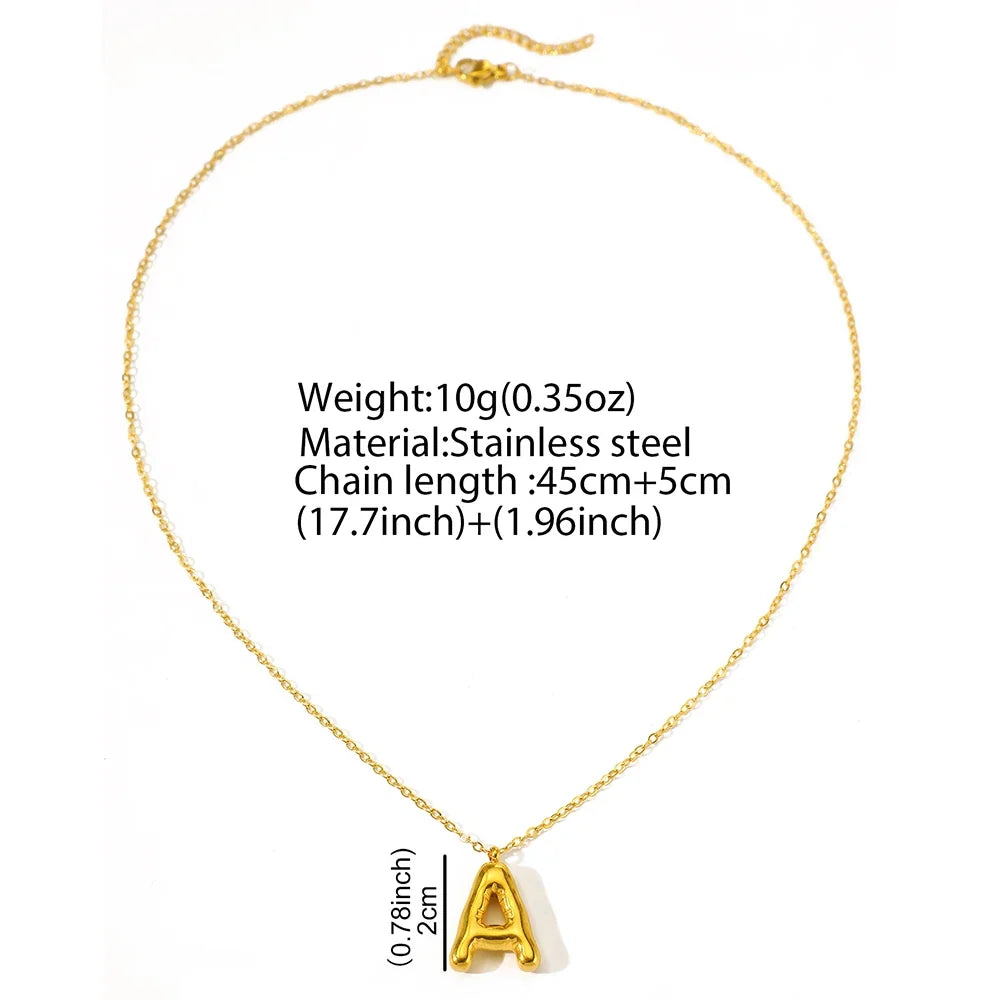 Stainless Steel Necklace New Premium birthday present 26 Letter Hollow Pendant Simple Fine Necklace For Women Jewelry Party Gift